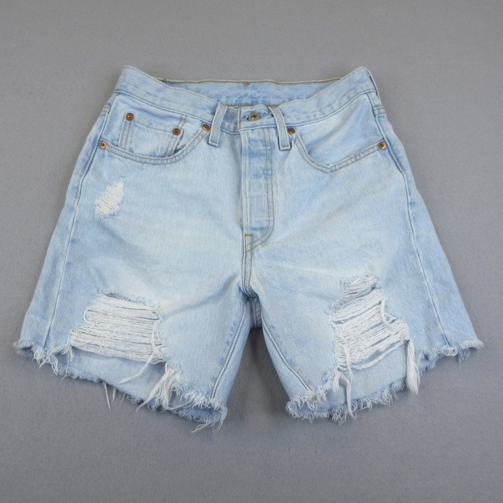 Levi's 501 Shorts Women 26 Cut-Offs Light Blue Denim Distressed Beach Festival